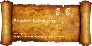 Brader Barakony névjegykártya